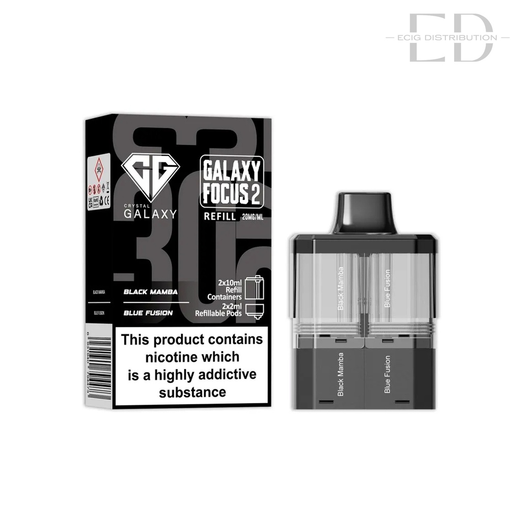 Crystal Galaxy Focus 2 30K Refillable Pod - Black Mamba / Blue Fusion 20MG