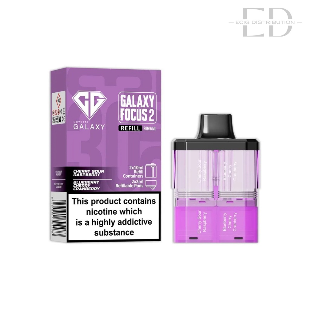 Crystal Galaxy Focus 2 30K Refillable Pod - Cherry Sour Raspberry / Blueberry Cherry Cranberry 20MG