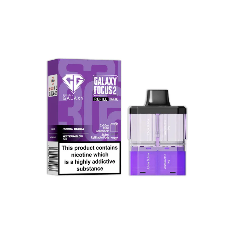 Crystal Galaxy Focus 2 30K Refillable Pod - Hubba Bubba / Watermelon Ice 20MG