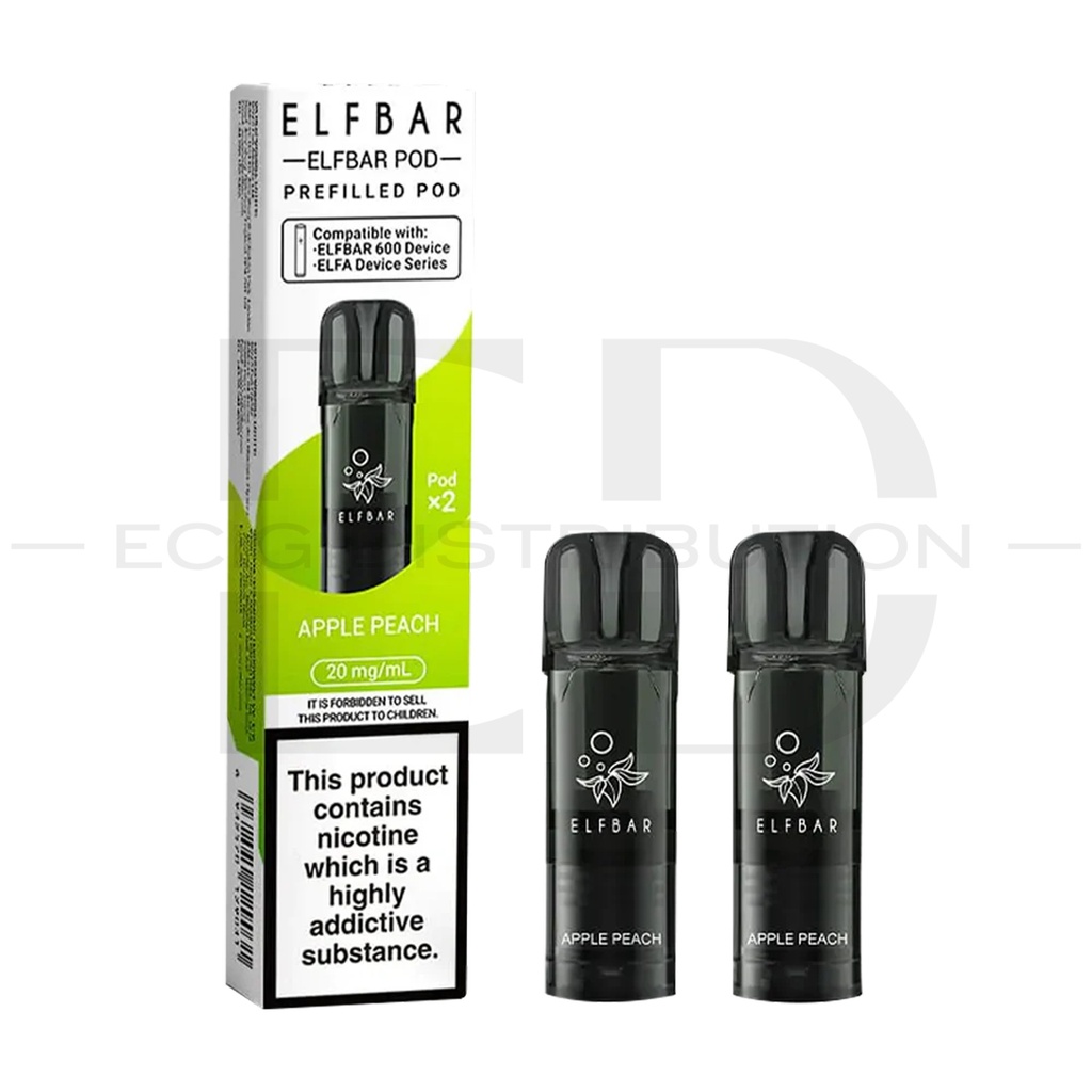 Elfbar 600 Refillable Pod 2Pcs/Pack - Apple Peach