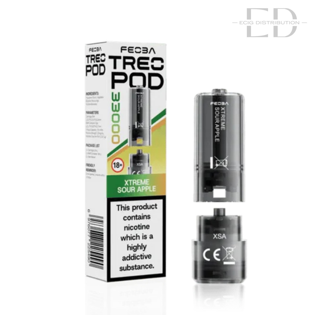 Feoba Treo 33K Refillable Pod - Xtreme Sour Apple 20MG
