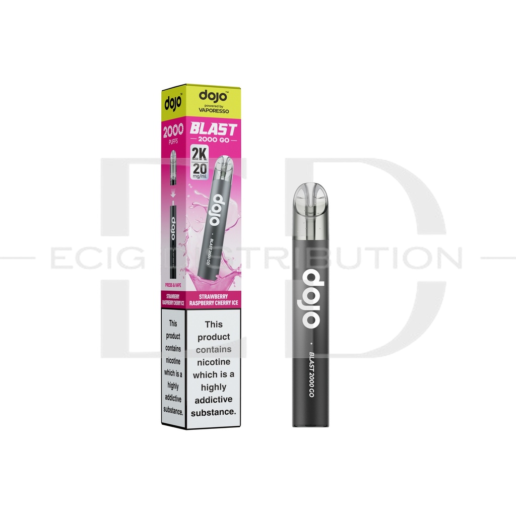 Vaporesso Dojo Blast 2000 Go Transparent Pod Kit - Strawberry Raspberry Cherry Ice 20MG