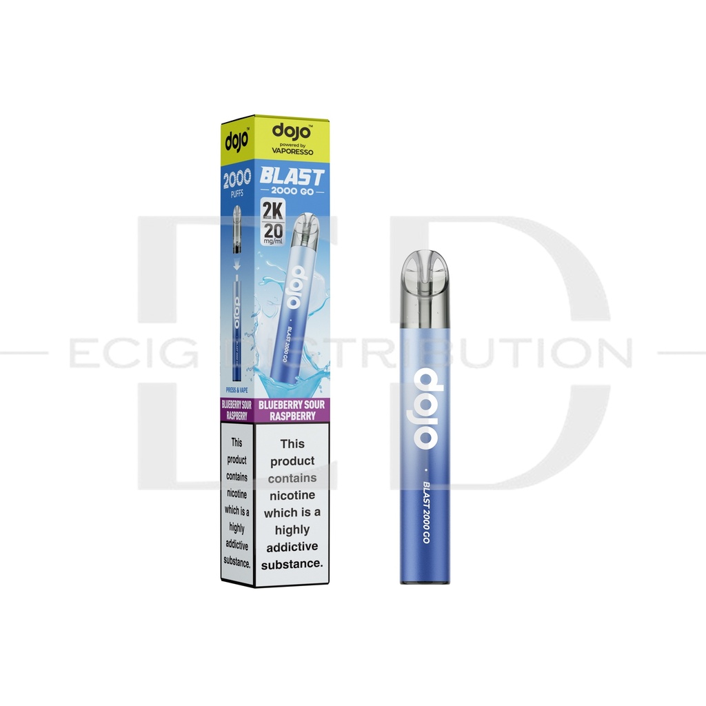 Vaporesso Dojo Blast 2000 Go Transparent Pod Kit - Blueberry Sour Raspberry 20MG