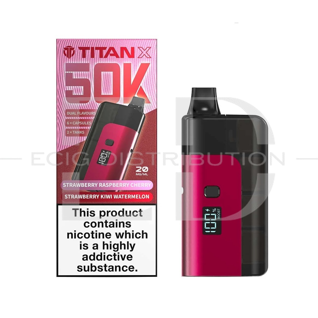 Titan X 50K Pod Kit Dual Flavour - Strawberry Kiwi Watermelon/Strawberry Raspberry Cherry
