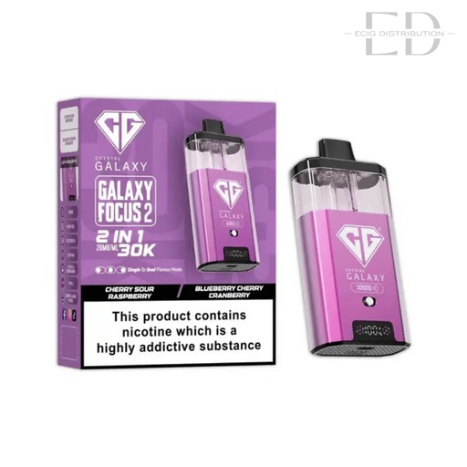 [CRYGFO230KPK-CSRBCC20MG] Crystal Galaxy Focus 2 30K Pod Kit - Cherry Sour Raspberry / Blueberry Cherry Cranberry 20MG