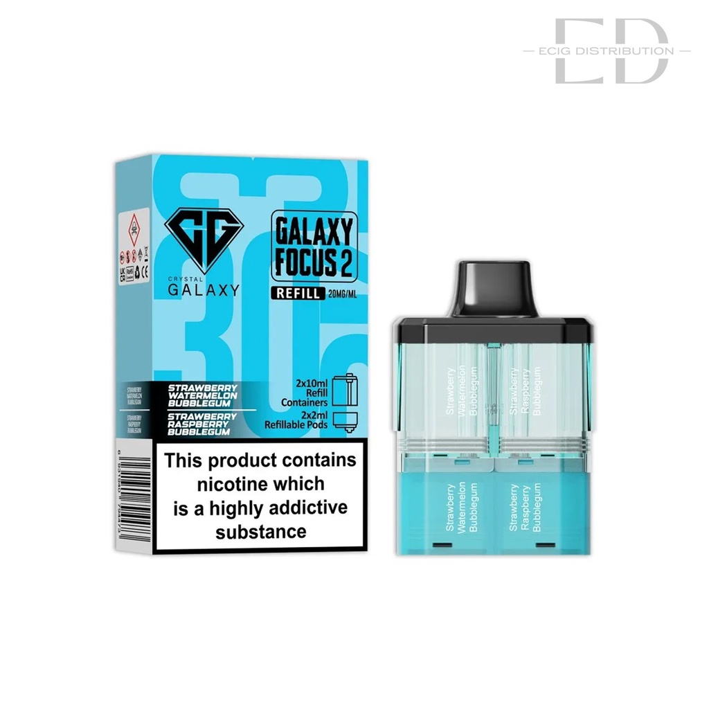 Crystal Galaxy Focus 2 30K Refillable Pod - Strawberry Watermelon Bubblegum / Strawberry Raspberry Bubblegum 20MG