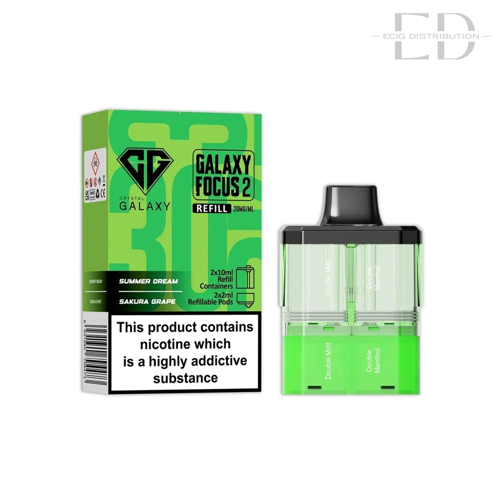 Crystal Galaxy Focus 2 30K Refillable Pod - Summer Dream / Sakura Grape 20MG