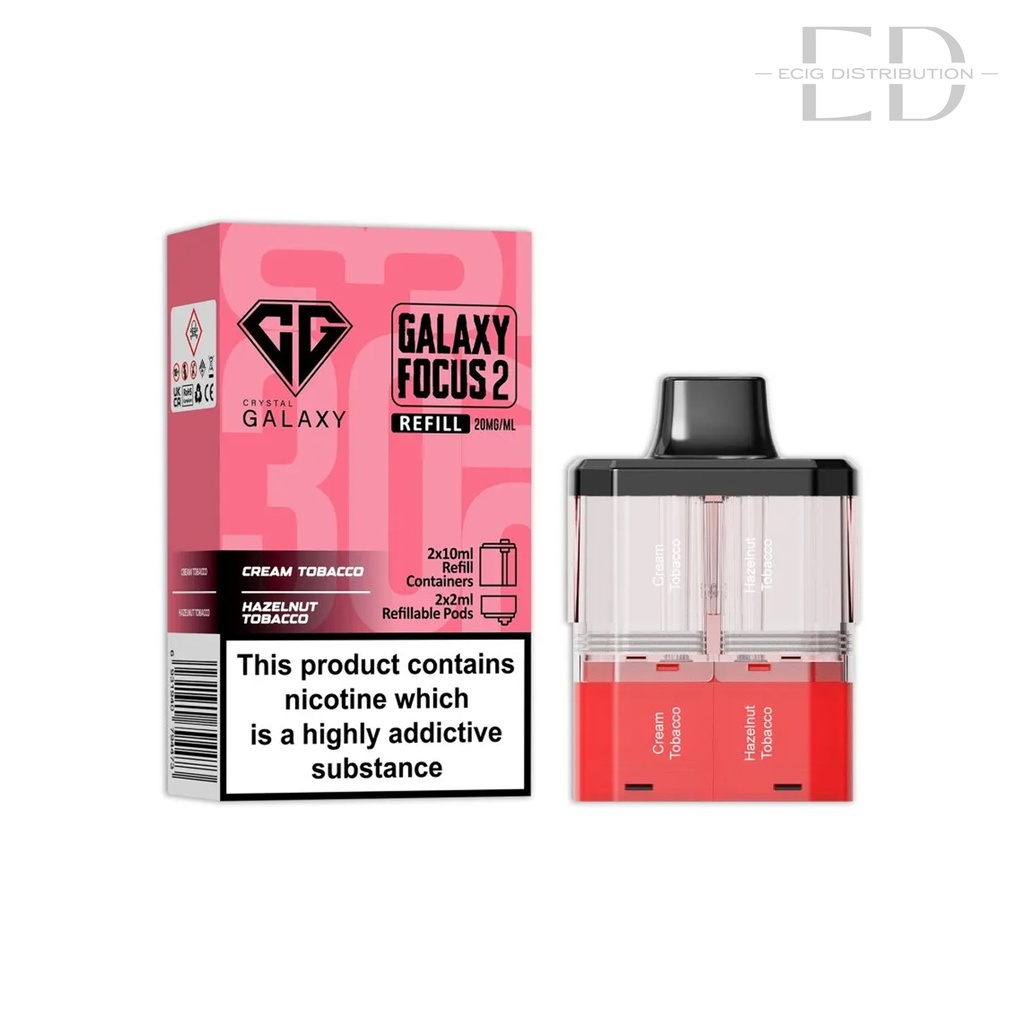 Crystal Galaxy Focus 2 30K Refillable Pod - Cream Tobacco / Hazelnut Tobacco 20MG