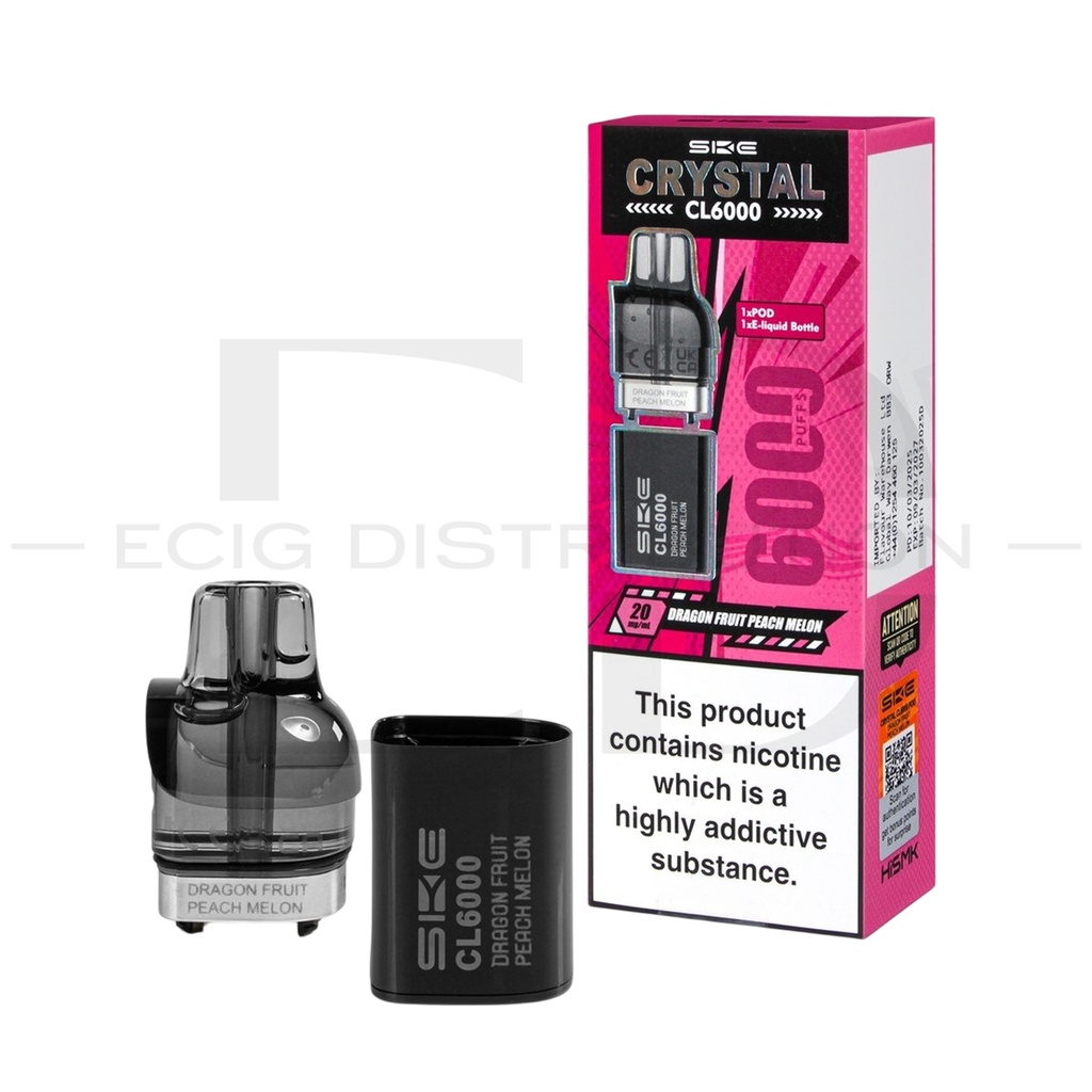 SKE Crystal CL6000 Refillable Pod - Dragon Fruit Peach Melon